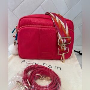 Pom Pom London Mayfair Original Plus Crossbody Bag purse raspberry NEW